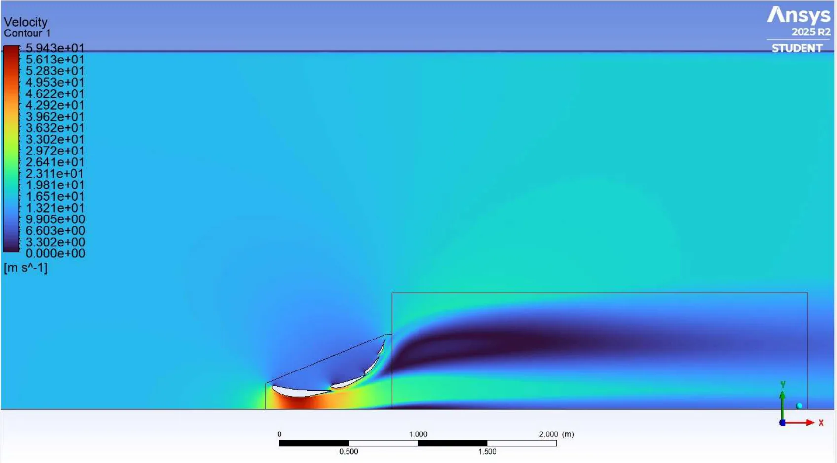 Velocity contour around the optimized four-element front wing