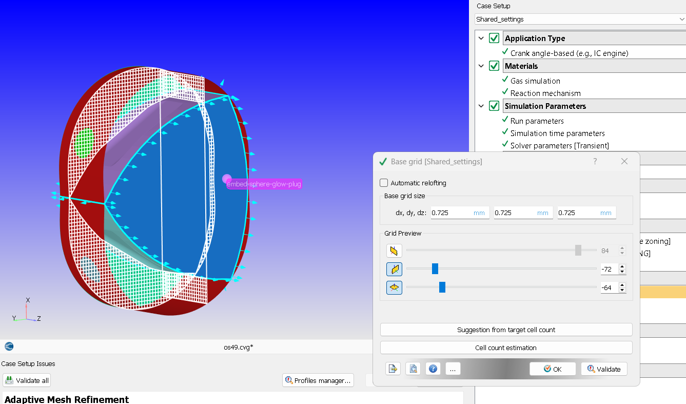 Base Cartesian CFD grid surrounding the Wankel geometry