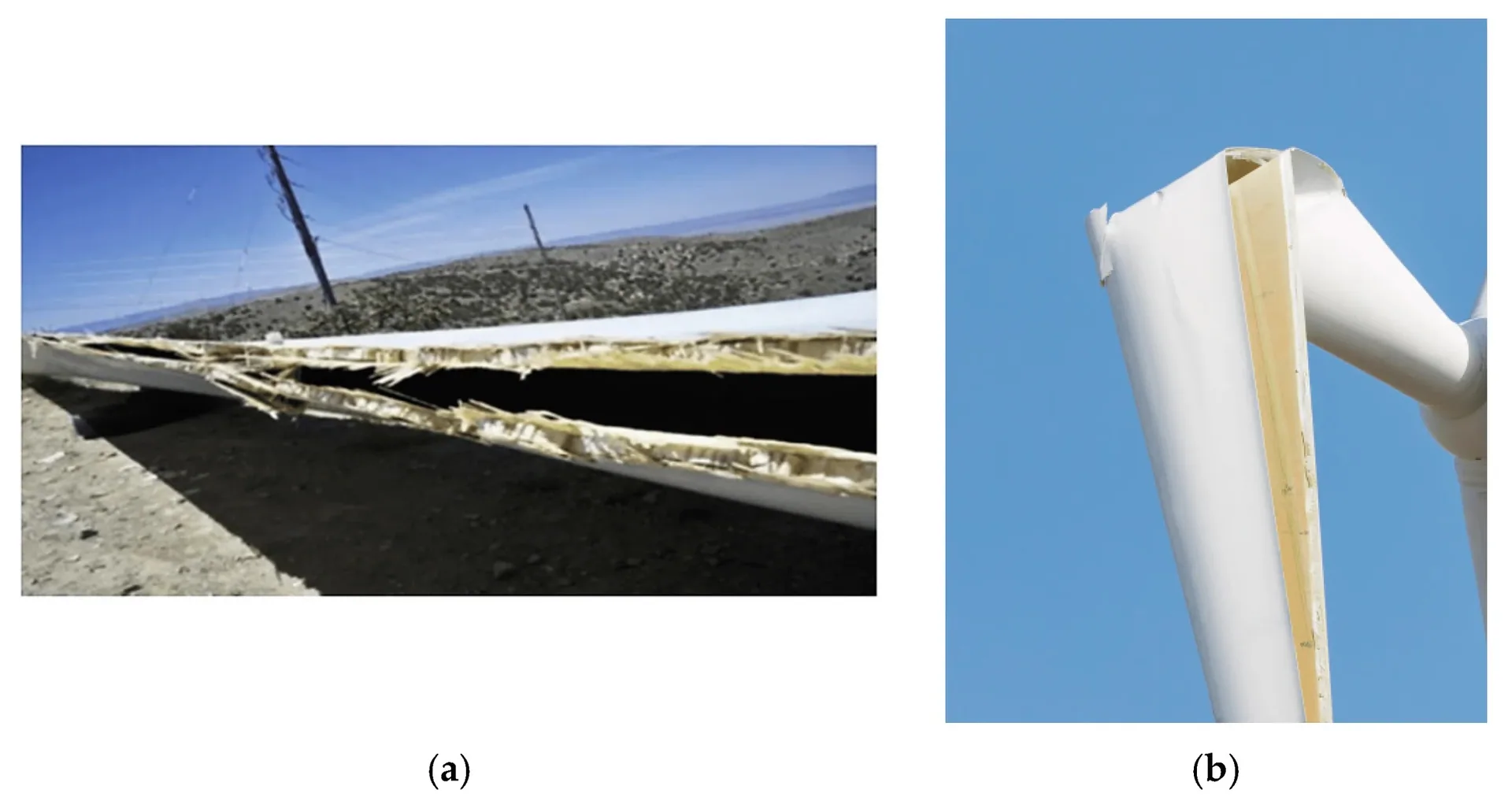 Damaged wind-turbine blade sections