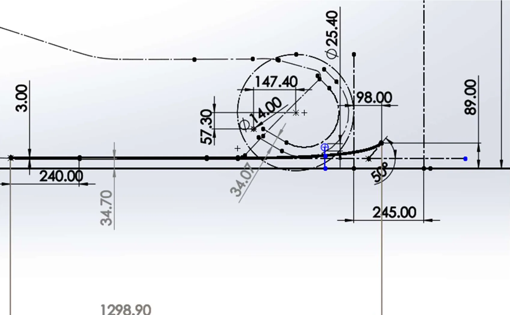 Parameterized rear diffuser 2D model