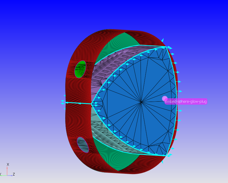 Initial surface mesh of the Wankel rotor and housing geometry